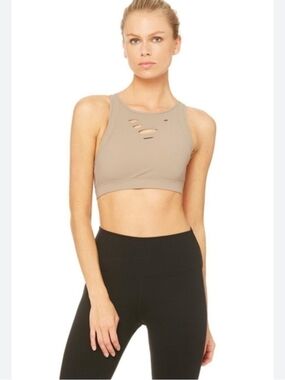 ALO Yoga Ripped Warrior Bra in Taupe